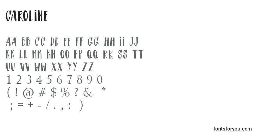 Шрифт CAROLINE – алфавит, цифры, специальные символы