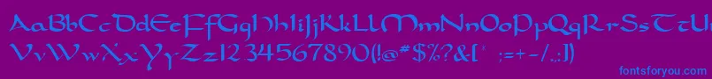 carolingia-Schriftart – Blaue Schriften auf violettem Hintergrund