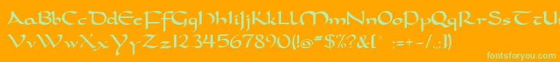 carolingia Font – Green Fonts on Orange Background