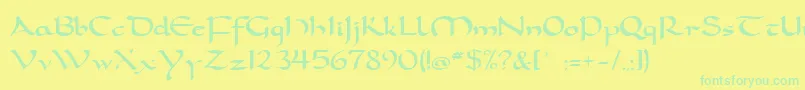 carolingia Font – Green Fonts on Yellow Background