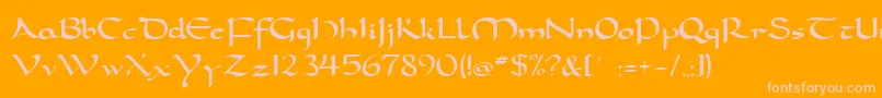 carolingia-Schriftart – Rosa Schriften auf orangefarbenem Hintergrund
