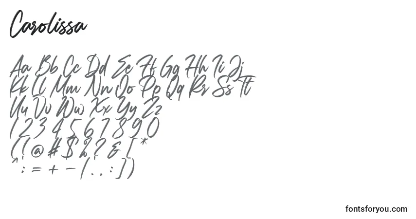 Шрифт Carolissa (122865) – алфавит, цифры, специальные символы