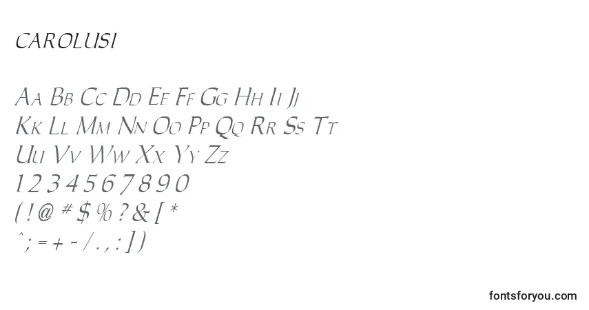 Schriftart Carolusi – Alphabet, Zahlen, spezielle Symbole