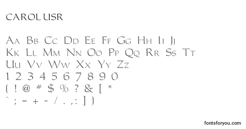 Czcionka Carolusr – alfabet, cyfry, specjalne znaki