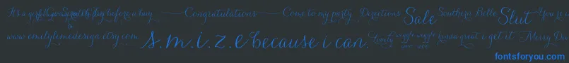 Carolyna   Words Font – Blue Fonts on Black Background