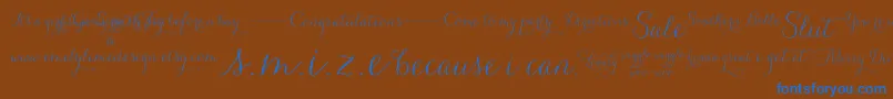 Carolyna   Words Font – Blue Fonts on Brown Background