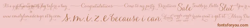 Carolyna   Words Font – Brown Fonts on Pink Background