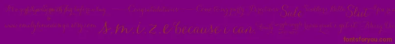 Carolyna   Words Font – Brown Fonts on Purple Background