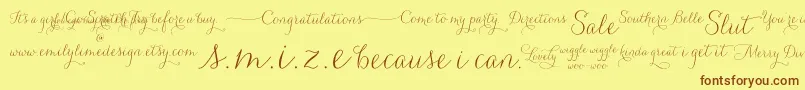 Carolyna   Words Font – Brown Fonts on Yellow Background