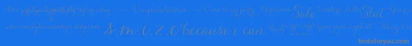 Carolyna   Words-Schriftart – Graue Schriften auf blauem Hintergrund