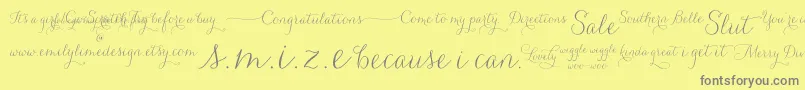 Carolyna   Words Font – Gray Fonts on Yellow Background