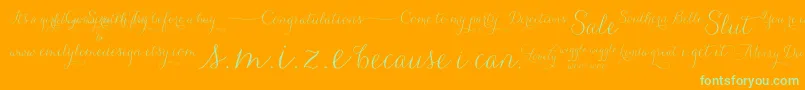 Carolyna   Words-Schriftart – Grüne Schriften auf orangefarbenem Hintergrund