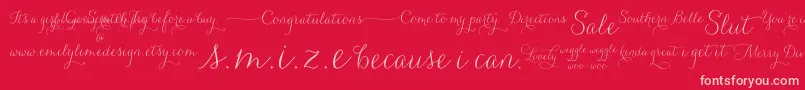 Carolyna   Words Font – Pink Fonts on Red Background