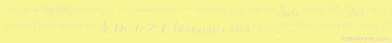Carolyna   Words Font – Pink Fonts on Yellow Background
