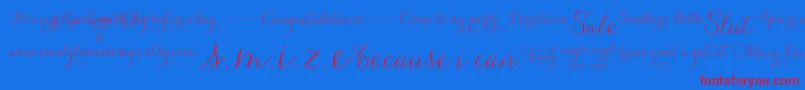 Carolyna   Words-Schriftart – Rote Schriften auf blauem Hintergrund