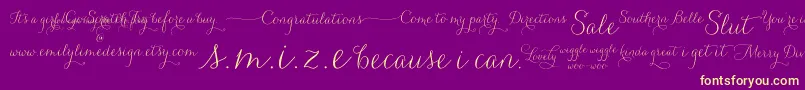 Carolyna   Words Font – Yellow Fonts on Purple Background