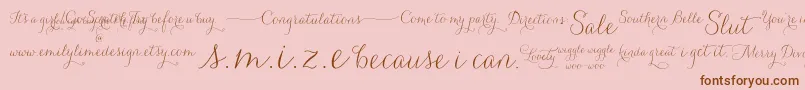 Carolyna   Words-Schriftart – Braune Schriften auf rosa Hintergrund