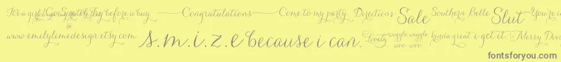 Carolyna   Words-Schriftart – Graue Schriften auf gelbem Hintergrund