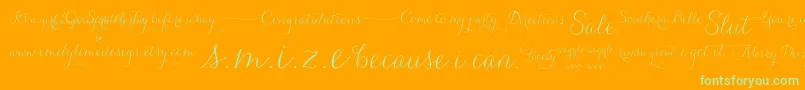 Carolyna   Words-Schriftart – Grüne Schriften auf orangefarbenem Hintergrund