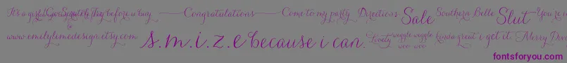 Carolyna   Words Font – Purple Fonts on Gray Background