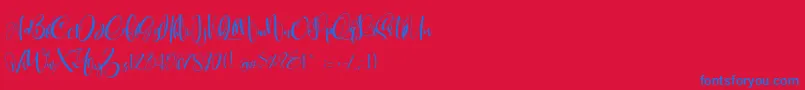 CarolynePersonalUse Font – Blue Fonts on Red Background