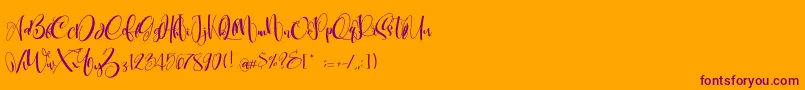 CarolynePersonalUse-Schriftart – Violette Schriften auf orangefarbenem Hintergrund