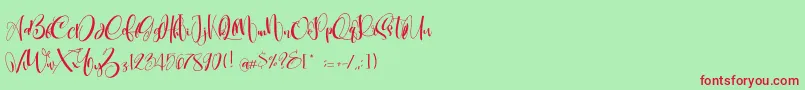 CarolynePersonalUse-Schriftart – Rote Schriften auf grünem Hintergrund