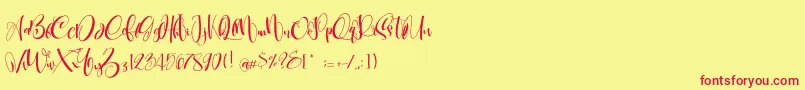CarolynePersonalUse Font – Red Fonts on Yellow Background