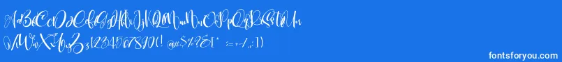 フォントCarolynePersonalUse – 青い背景に白い文字