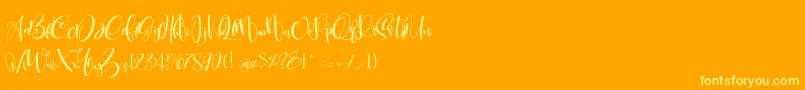 CarolynePersonalUse-Schriftart – Gelbe Schriften auf orangefarbenem Hintergrund