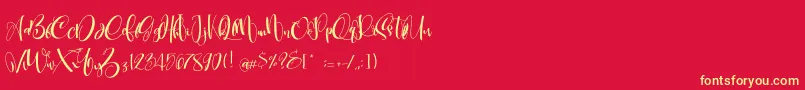 フォントCarolynePersonalUse – 黄色の文字、赤い背景