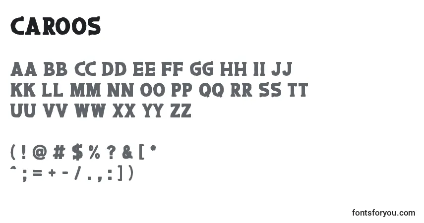 Czcionka Caroos – alfabet, cyfry, specjalne znaki