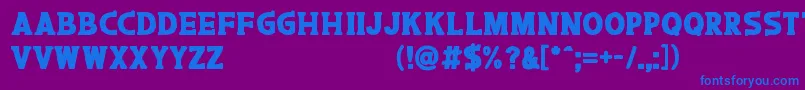 フォントCaroos – 紫色の背景に青い文字