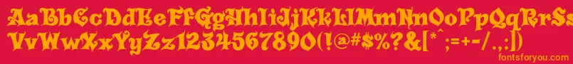 フォントCarousel – 赤い背景にオレンジの文字