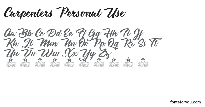 Czcionka Carpenters Personal Use – alfabet, cyfry, specjalne znaki