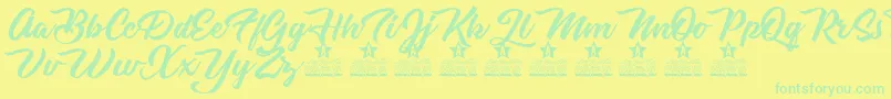 Carpenters Personal Use Font – Green Fonts on Yellow Background