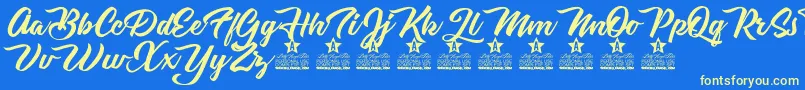 Carpenters Personal Use Font – Yellow Fonts on Blue Background