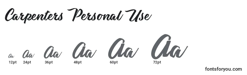 Carpenters Personal Use Font Sizes