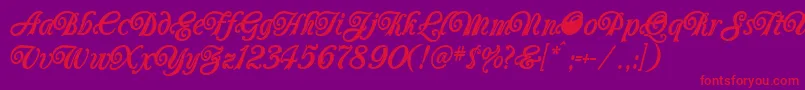 Carrington-Schriftart – Rote Schriften auf violettem Hintergrund