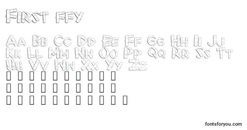 A fonte First ffy – alfabeto, números, caracteres especiais