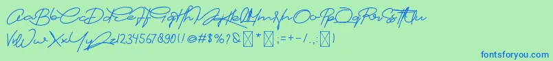 Cartier Font – Blue Fonts on Green Background