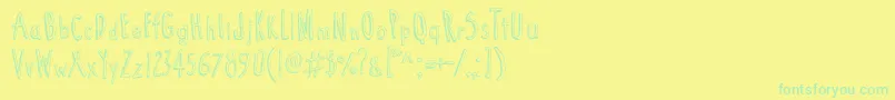 Cartoon  Tunes-Schriftart – Grüne Schriften auf gelbem Hintergrund