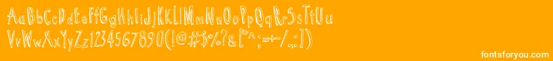 Cartoon  Tunes-Schriftart – Weiße Schriften auf orangefarbenem Hintergrund