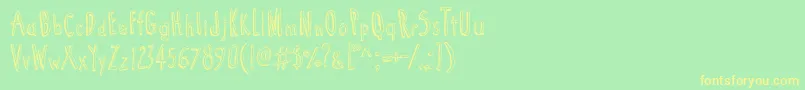 Cartoon  Tunes-Schriftart – Gelbe Schriften auf grünem Hintergrund