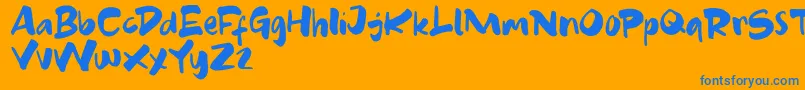 CARTOON FREE Font – Blue Fonts on Orange Background