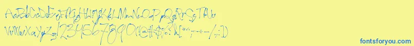 Secondlyrics Font – Blue Fonts on Yellow Background