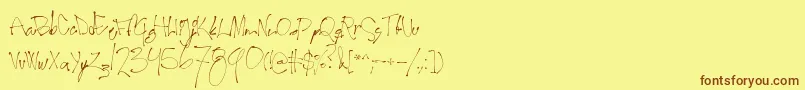 Secondlyricsフォントについての詳細 フォントSecondlyrics – 茶色の文字が黄色の背景にあります。