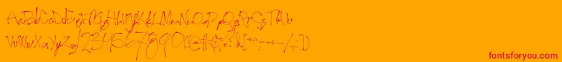 Secondlyrics Font – Red Fonts on Orange Background
