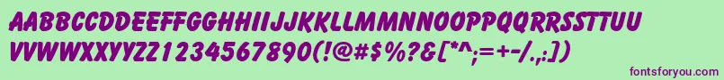 cartoon Font – Purple Fonts on Green Background