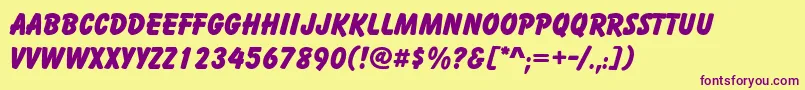 cartoon Font – Purple Fonts on Yellow Background